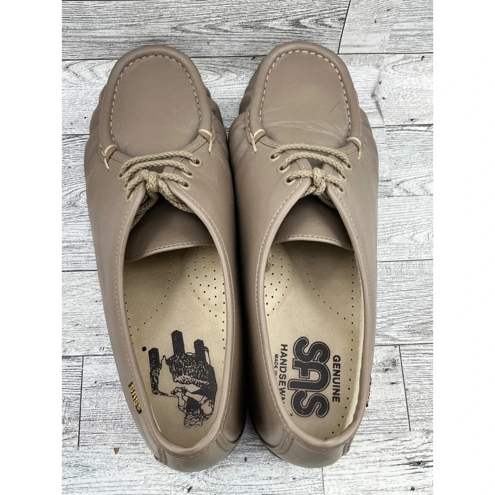 SAS Siesta Women Sz 10M Taupe Leather Handsewn Comfort Walking Shoes Made in USA
